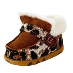Twisted X Infant Leopard Print Sherpa Lined Driving Moc