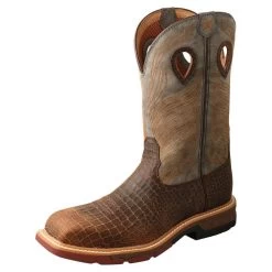 Twisted X Men`s Brown Caiman Print 12in. Grey Top Nano Toe Work Boot