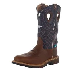 Twisted X Womens Brown 11in Navy Alloy Toe Work Boot