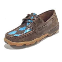 WE Exclusive ~ Twisted X Women's Chocolate And Teal Lizard Driving Moc