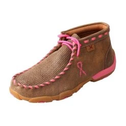 Girl's Twisted X Breast Cancer Awareness Bomber Brown Patchwork Moccasin