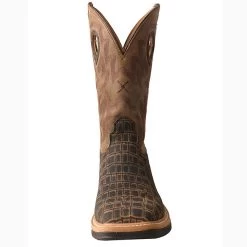Twisted X Men's Brown Caiman Print 12" Alloy Lite Square Toe Boot -Twisted X MLCA003 FR 510x700 1