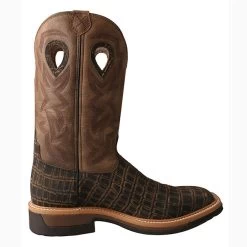 Twisted X Men's Brown Caiman Print 12" Alloy Lite Square Toe Boot -Twisted X MLCA003 RT 510x700 1