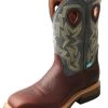 Twisted X Men's Cognac Oiled Blue Alloy Square Toe Boot -Twisted X MLCAW01.01