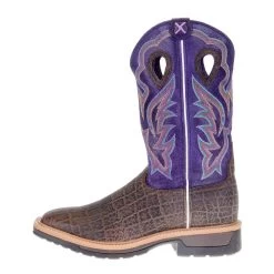 Men's Twisted X Brown Elephant Print 12in. Purple Soft Toe Work Boots -Twisted X MLCW027 03421