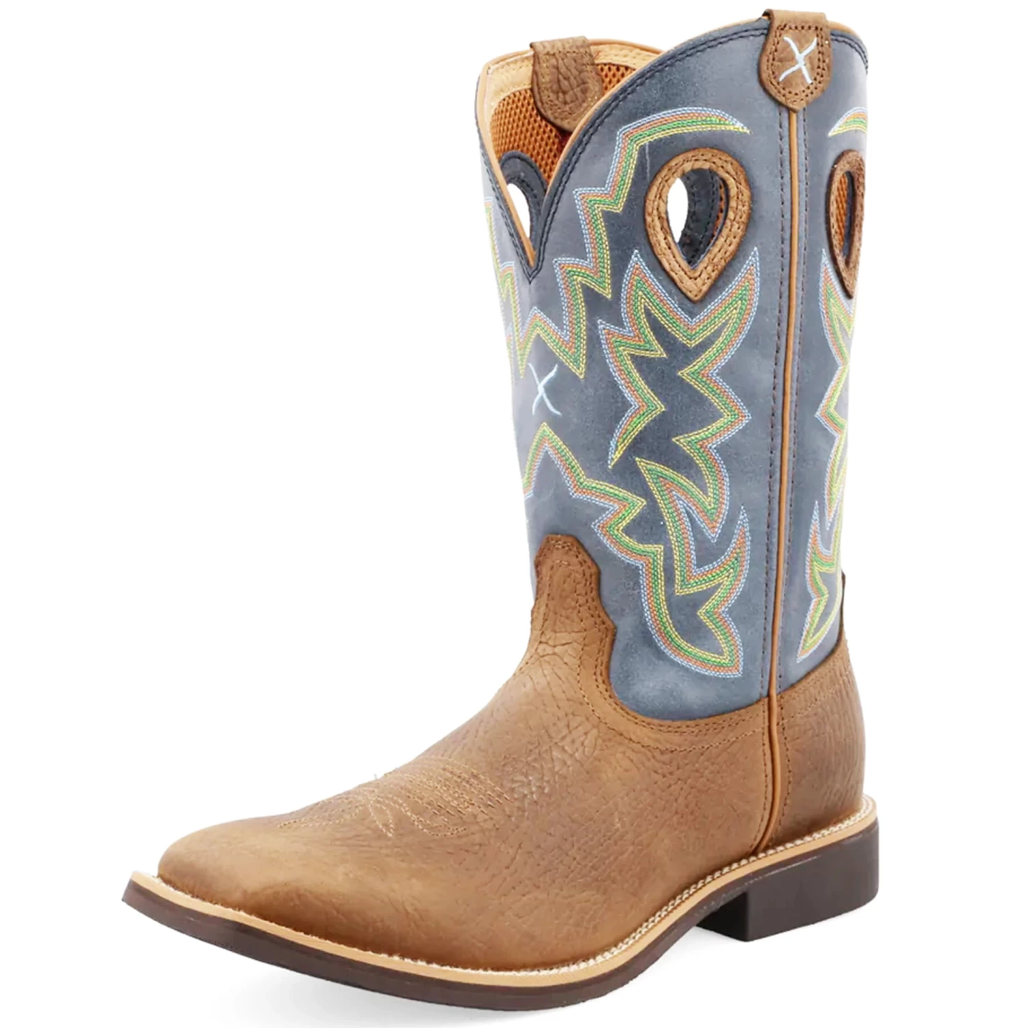 Twisted X Men 11" Square Toe Rubber Outsole Boot-Peanut/Navy 3 Twisted X Men 11" Square Toe Rubber Outsole Boot-Peanut/Navy