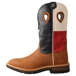 Twisted X Menin.s Light Brown 12in. Texas Flag Soft Toe Work Boot -Twisted X MXB0007 2