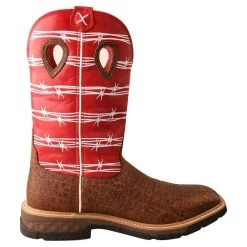 Twisted X Mens Distressed Saddle 12in Red Barbwire Soft Toe Work Boot -Twisted X MXB0008 4
