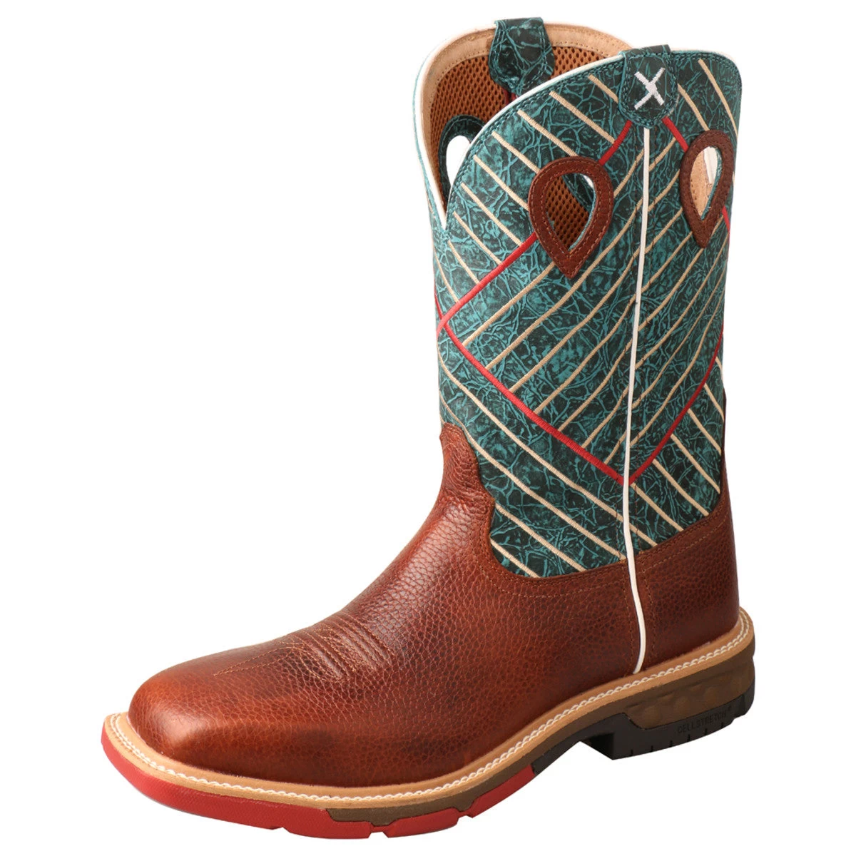 Twisted X Cognac Green Top Alloy Work Boot-Square Toe 3 Twisted X Cognac Green Top Alloy Work Boot-Square Toe
