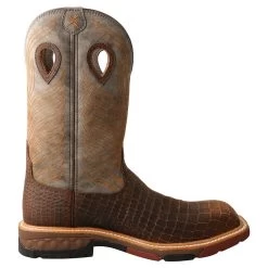 Twisted X Men`s Brown Caiman Print 12in. Grey Top Nano Toe Work Boot -Twisted X MXBN005 5