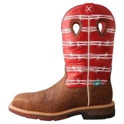 Twisted X Men`s Distressed Saddle 12` Red Barbwire Nano Toe Work Boot -Twisted X MXBNW01 2