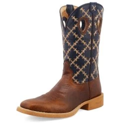 Twisted X Men's 12" Western Boot-Stirrup Friendly Rubber Outsole-Navy Top