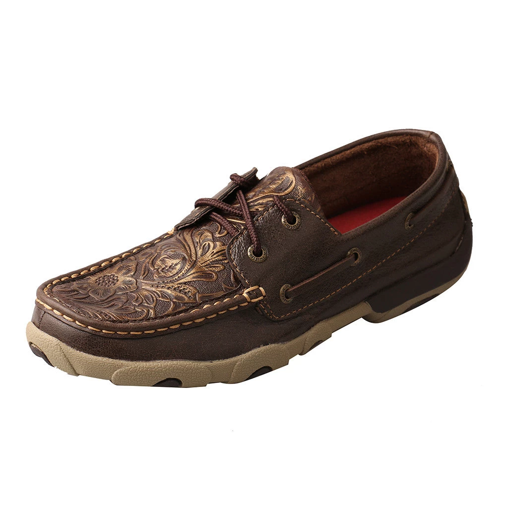 Twisted X Women's Rich Brown Floral Tooled Driving Moc 3 Twisted X Women's Rich Brown Floral Tooled Driving Moc
