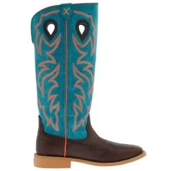 Twisted X Youth Dark Chocolate And Electric Turquoise Buckaroo Boot -Twisted X YBK0011 05