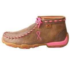 Girl's Twisted X Breast Cancer Awareness Bomber Brown Patchwork Moccasin -Twisted X YDM0026 2