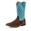 Twisted X Kids Distressed Saddle And Teal Square Toe Boots -Twisted X YTH0015 01