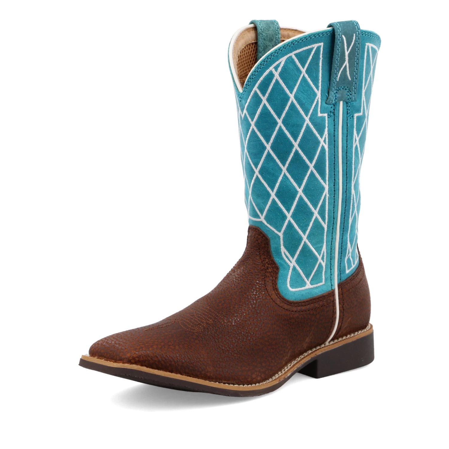Twisted X Kids Distressed Saddle And Teal Square Toe Boots 3 Twisted X Kids Distressed Saddle And Teal Square Toe Boots