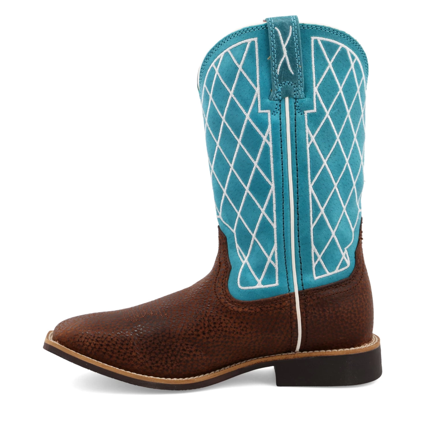 Twisted X Kids Distressed Saddle And Teal Square Toe Boots 6 Twisted X Kids Distressed Saddle And Teal Square Toe Boots - Image 4