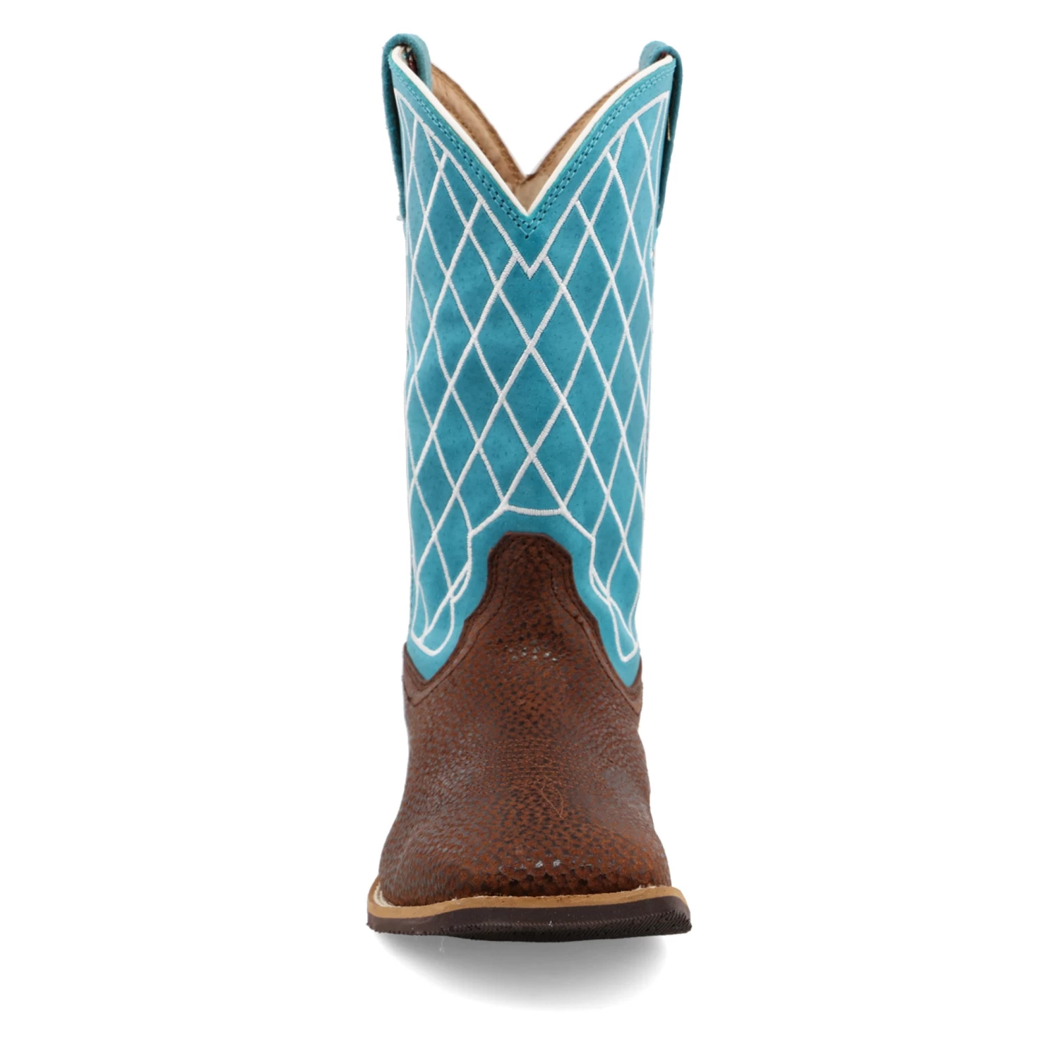 Twisted X Kids Distressed Saddle And Teal Square Toe Boots 5 Twisted X Kids Distressed Saddle And Teal Square Toe Boots - Image 3