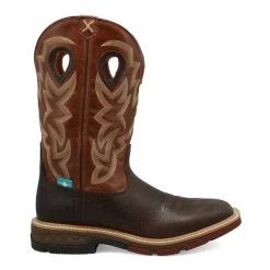 TWISTED X Mens Western Waterproof 12in Smokey Chocolate/Spice Work Boot (MXBW002) -Twisted X media 02625.1664991117