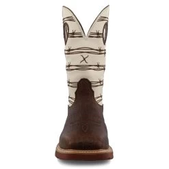TWISTED X Men's 12in Alloy Toe Brown Elephant Print/Bone Western Work Boots (MXBA006) -Twisted X media 29700.1679727365