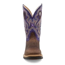 TWISTED X Mens Lite Cowboy Pull On 12in Brown/Purple Western Work Boot (MLCA006) -Twisted X media 40353.1668685427