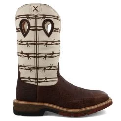 TWISTED X Men's 12in Alloy Toe Brown Elephant Print/Bone Western Work Boots (MXBA006) -Twisted X media 60172.1679727364