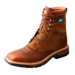 TWISTED X Men's 8in CellStretch Lacer Distressed Saddle And Cognac Boot (MXLW001)