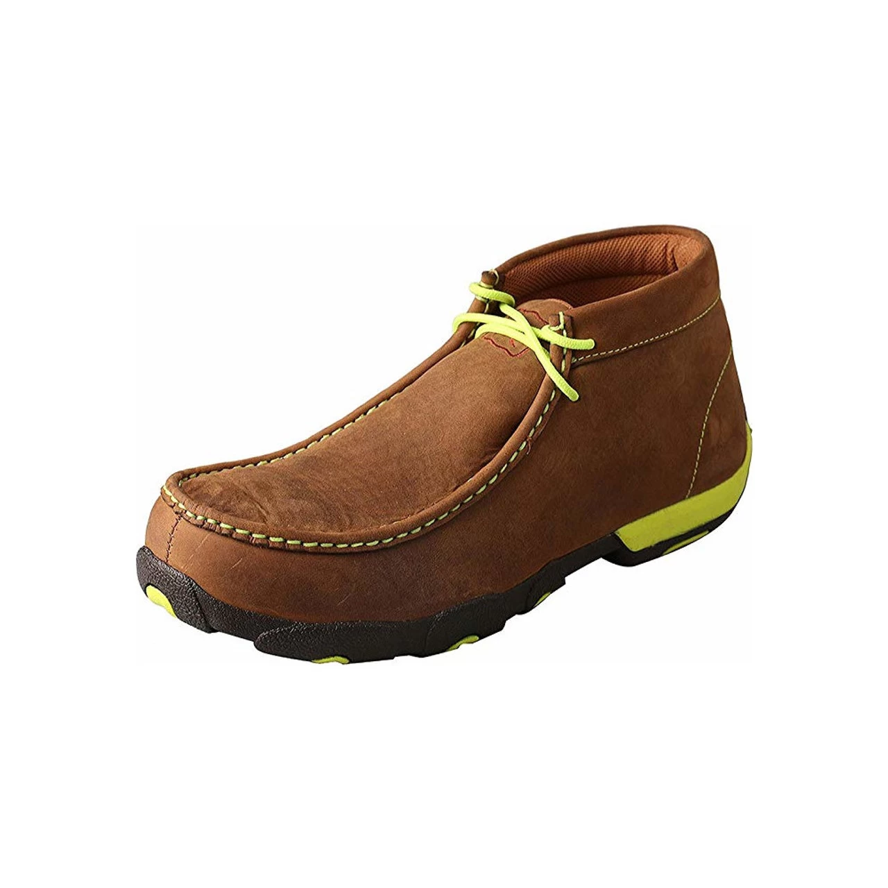 TWISTED X Mens Driving Distressed Saddle/Neon Yellow Moccasins (MDMST02) 3 TWISTED X Mens Driving Distressed Saddle/Neon Yellow Moccasins (MDMST02)