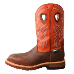 TWISTED X Men's 12in Western WP Brown/Orange Work Boot (MXBNW03) -Twisted X media 75049.1647373809