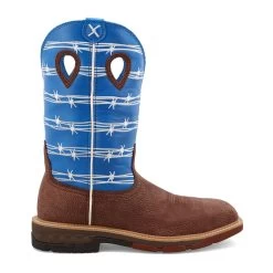 TWISTED X Mens Western Alloy Toe 12in With CellStretch Burgundy/Sky Blue Work Boot (MXBA001) -Twisted X media 77015.1664991113