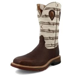 TWISTED X Men's 12in Alloy Toe Brown Elephant Print/Bone Western Work Boots (MXBA006)