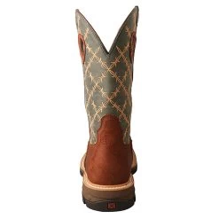 TWISTED X Men's Western Work 12in Mocha And Slate Boot (MXB0005) -Twisted X media 79673.1629751909